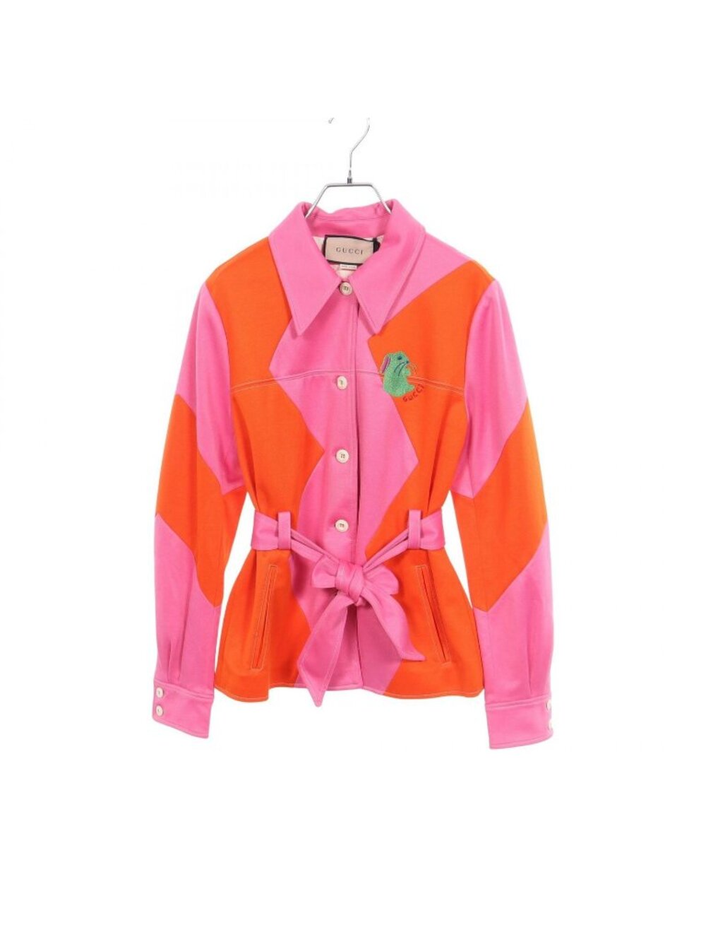 Gucci Embroidery Bicolor Pique Pink Cotton Jacket